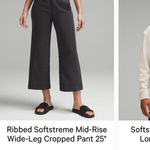 Ribbed Softstreme Mid-Rise Wide-Leg Cropped Pant
